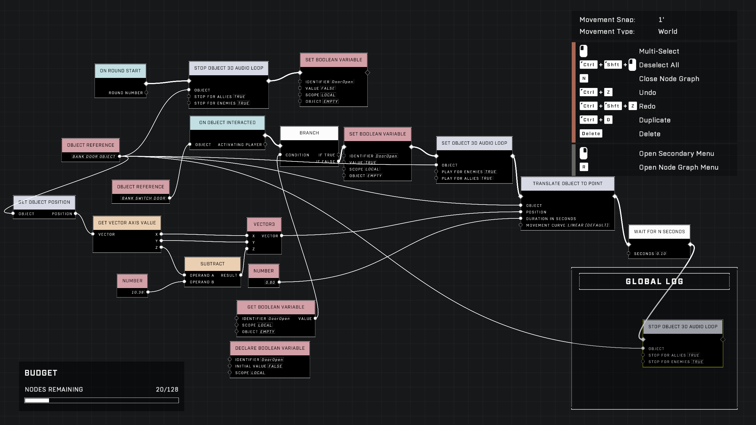 Screenshot of Scripting for the Bank Counter Door