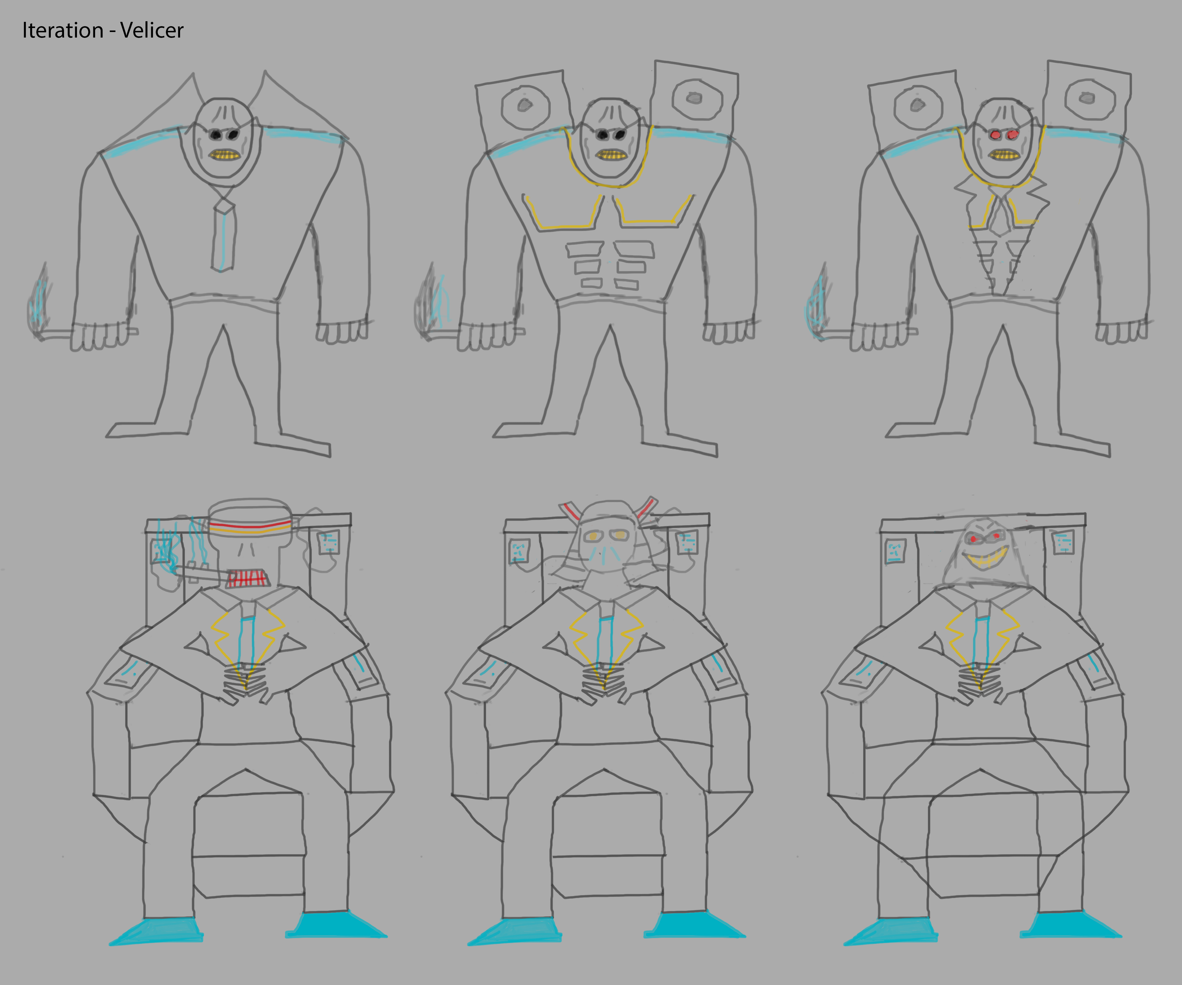 Cyberpunk Mob Boss 3D Model Concept Iterations One