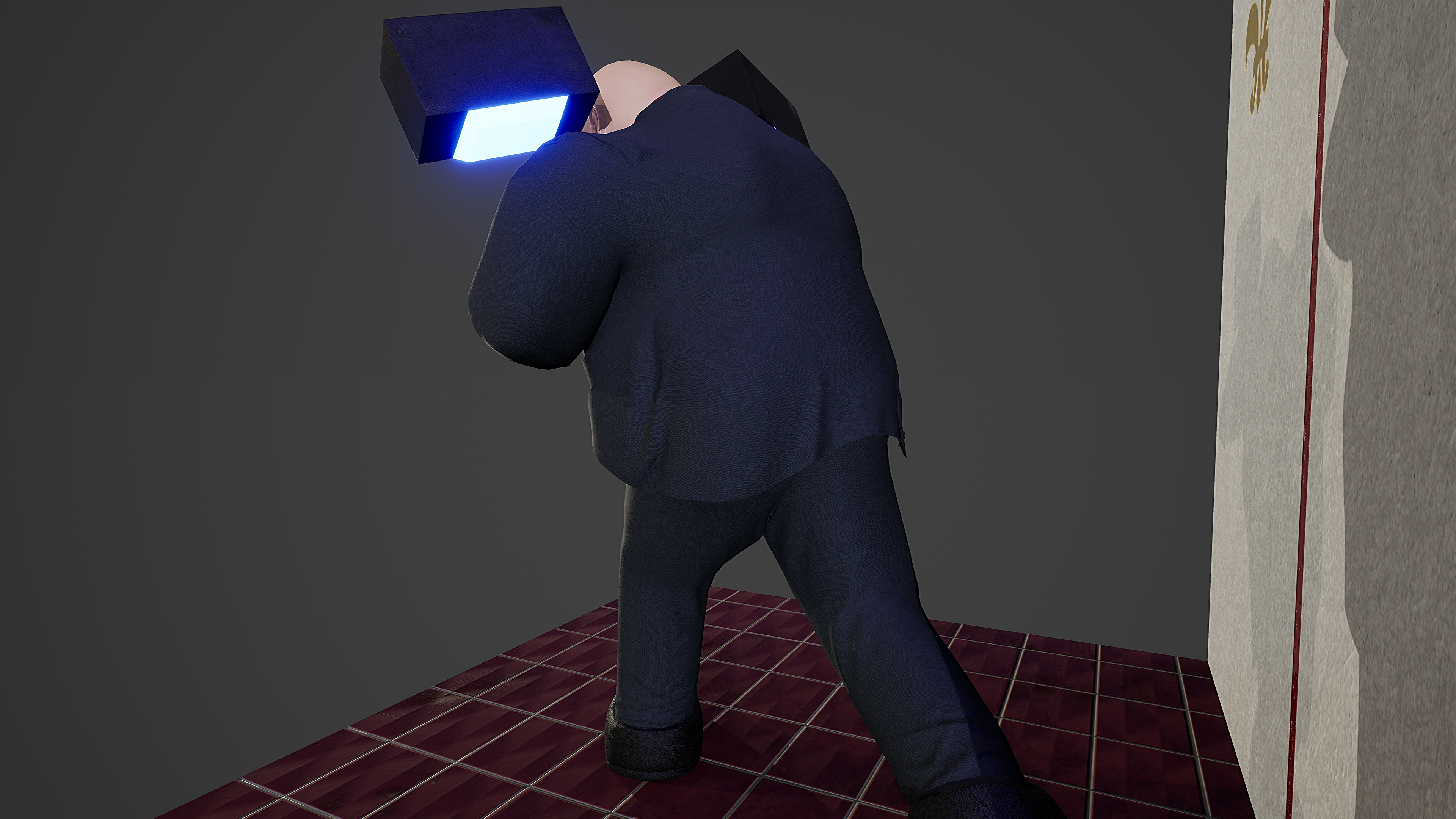 Cyberpunk Mob Boss 3D Model Render from Back Left