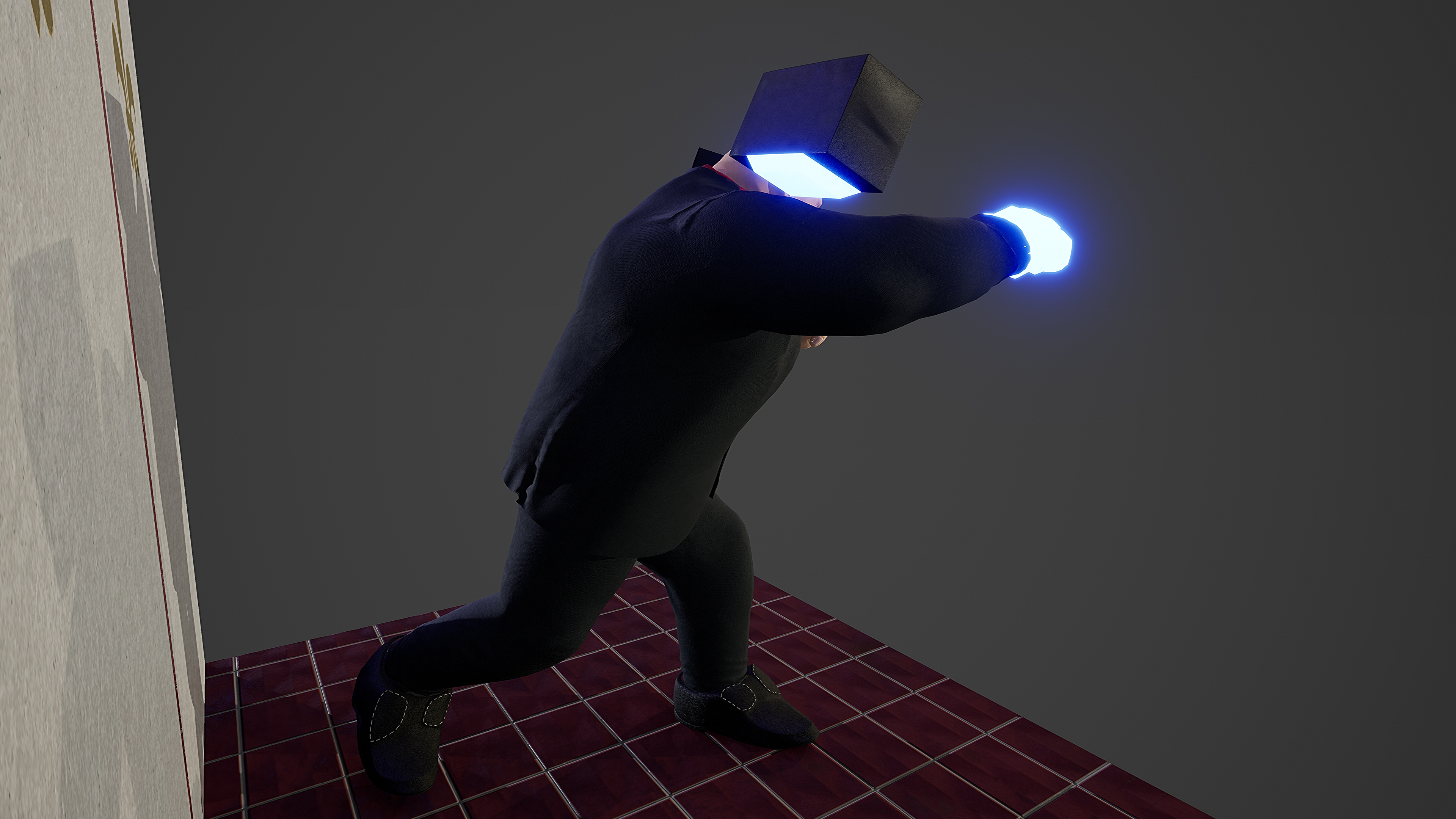 Cyberpunk Mob Boss 3D Model Render from Back right