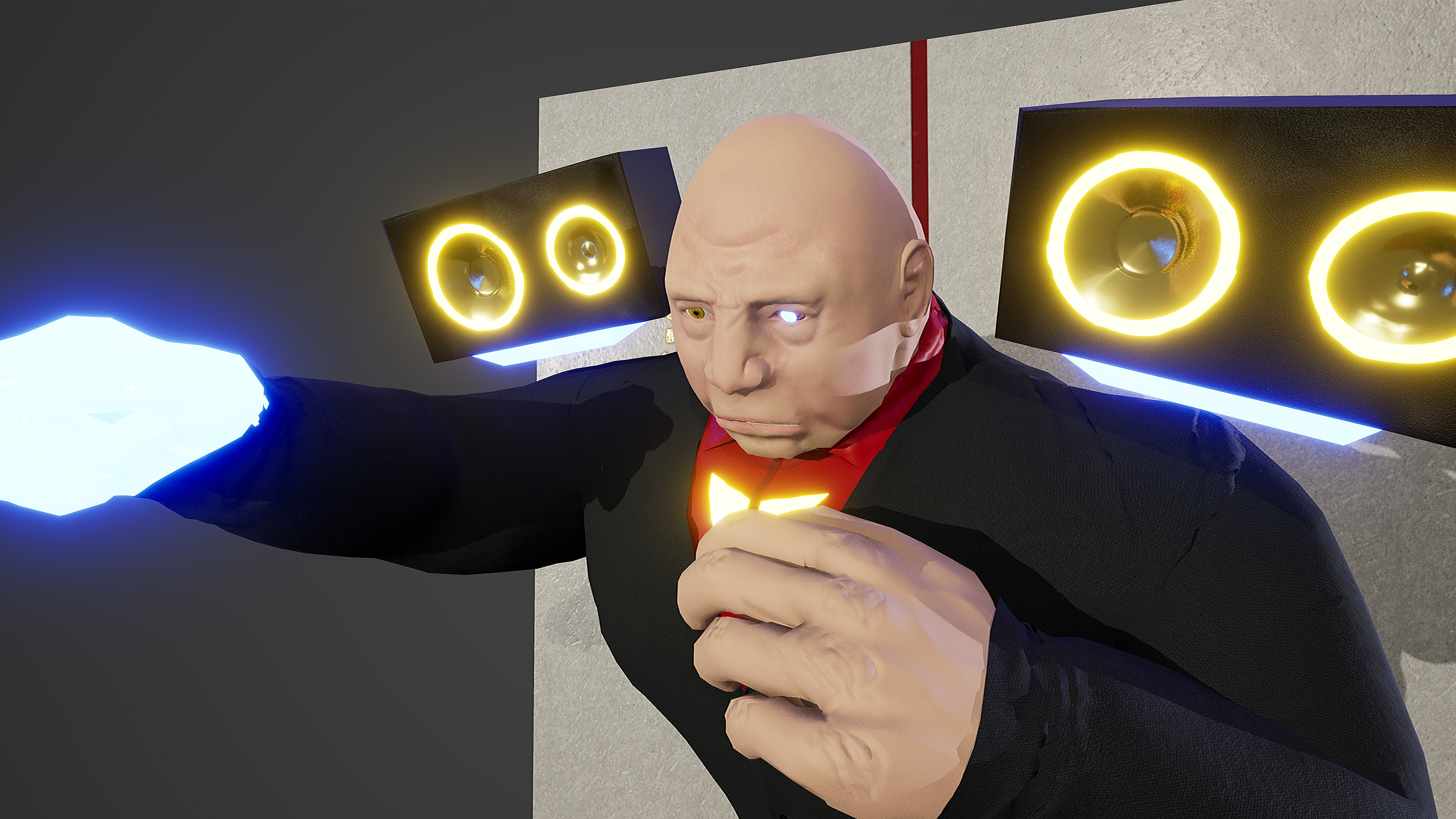 Cyberpunk Mob Boss 3D Model Render Close Up Face