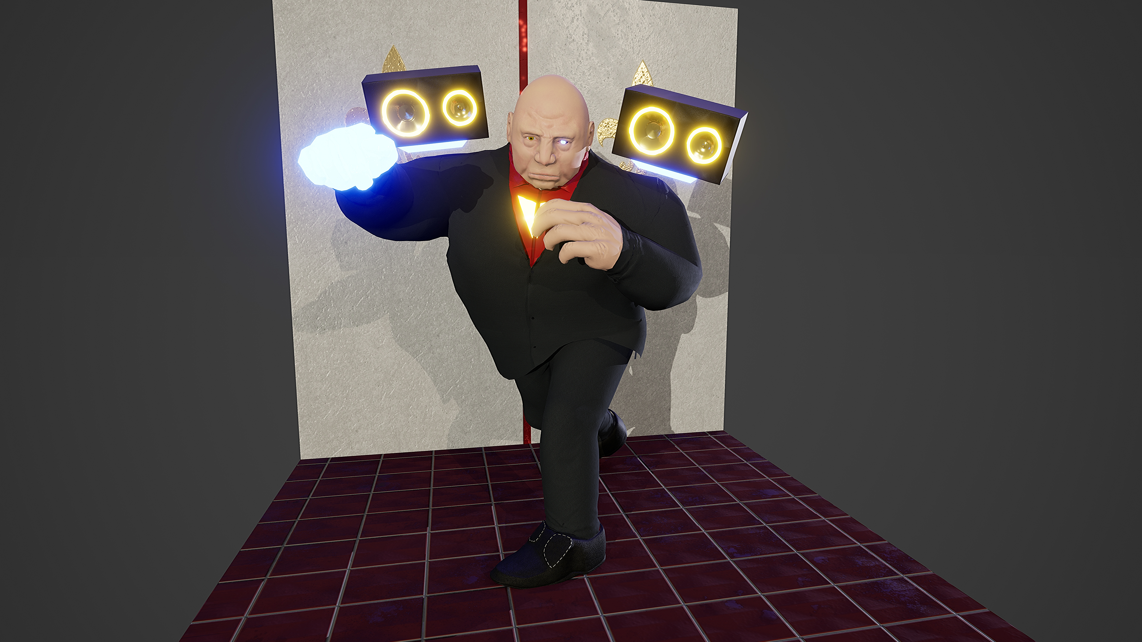 Cyberpunk Mob Boss 3D Model Render Head On