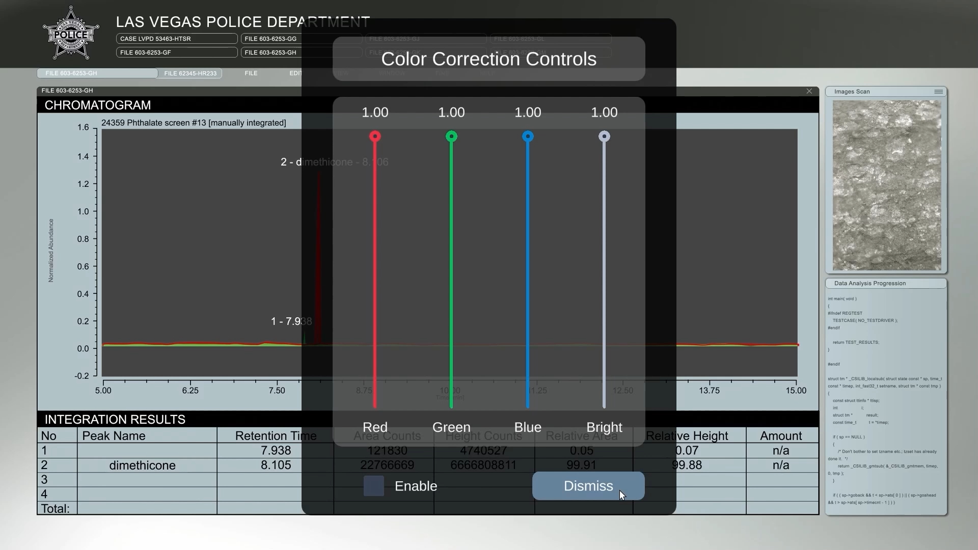 Screenshot of Simple Cues App Color Correction Panel