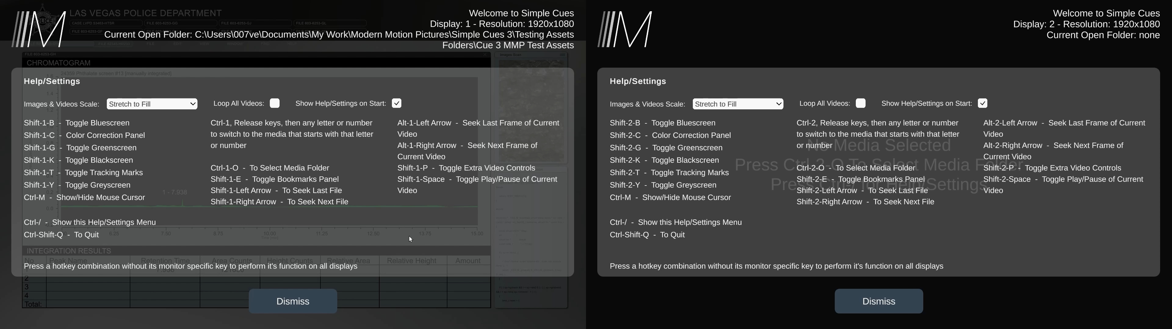Screenshot of Simple Cues App Help Screen