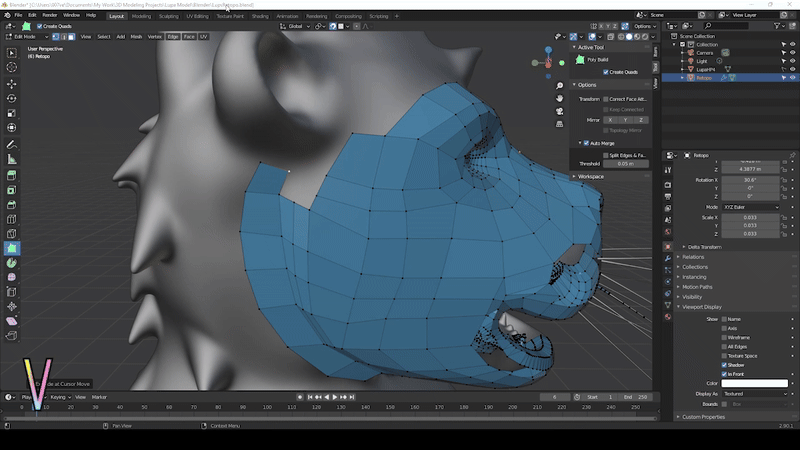 Lupa VTuber Model Retopology Timelapse